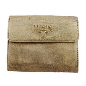 PRADA Bifold Wallet gold Women Authentic secondhand